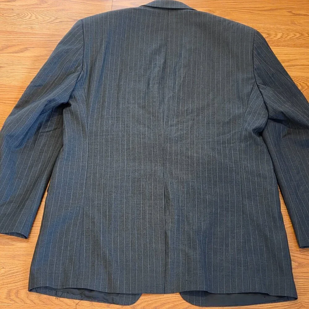 Men's Vintage Ralph Lauren Charcoal Gray Pinstripe Wool Blazer Sport Coat 43L